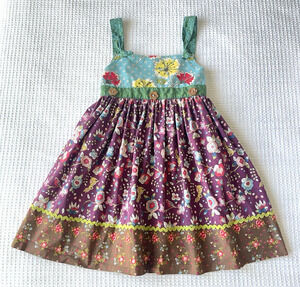 Matilda Jane Girls Size 8 Paint by Numbers Novelty Knot Dress